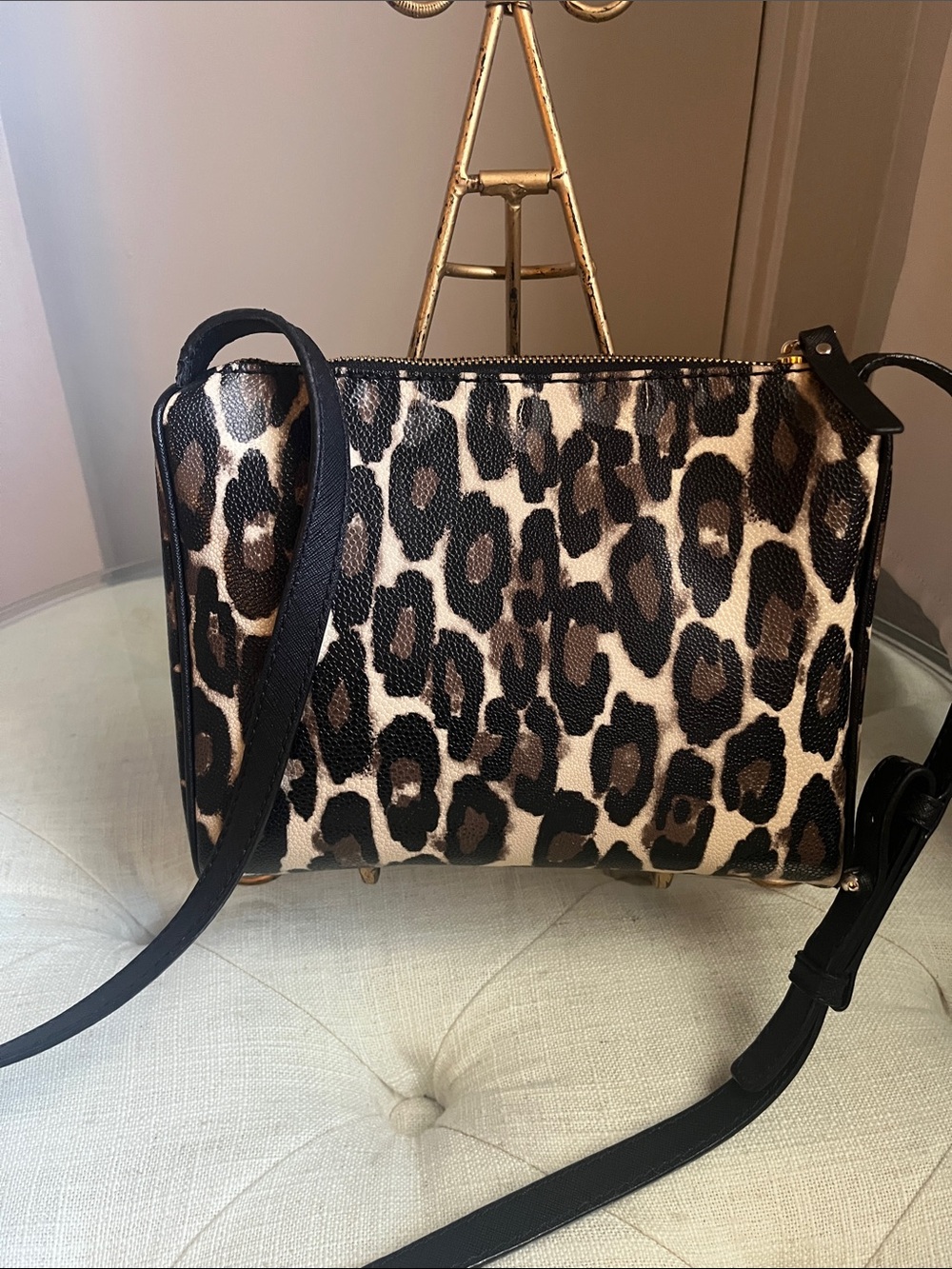 Kate Spade New York Bold Leopard-Print Crossbody Bag in Brown, Black, Cream - Picture 4 of 16